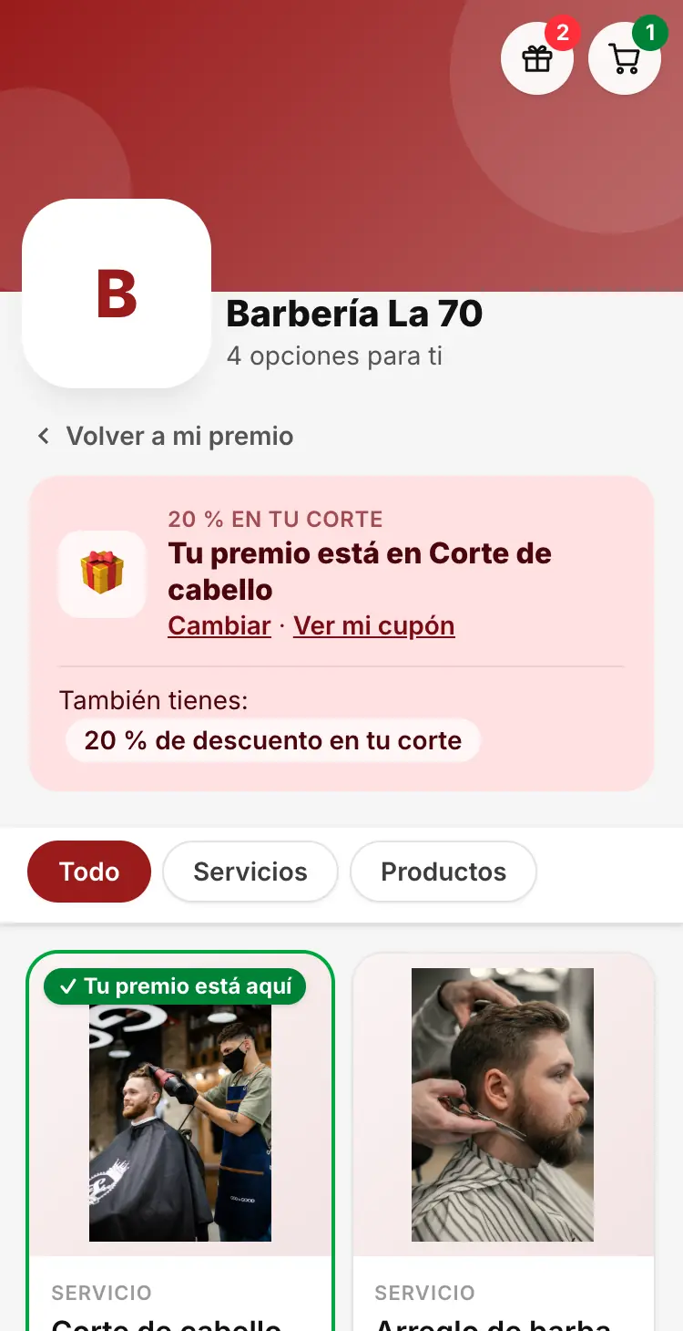 El catálogo del negocio con fotos y precios